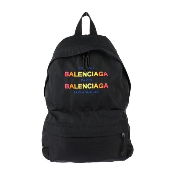 Balenciaga Backpack Daypack Nylon Canvas Black Multicolor Explorer Logo main image 6